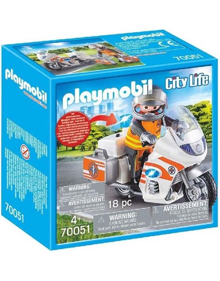 Playmobil City Life Διασώστης Με Μοτοσικλέτα - 70051