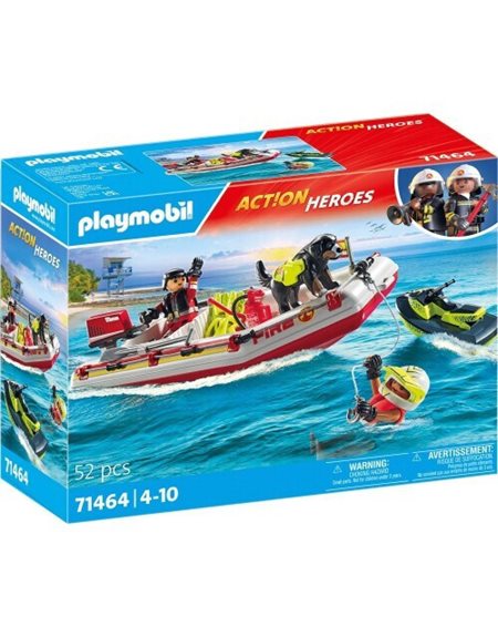 Playmobil Φουσκωτό Σκάφος Πυροσβεστικής Με Θαλάσσιο Scooter - 71464