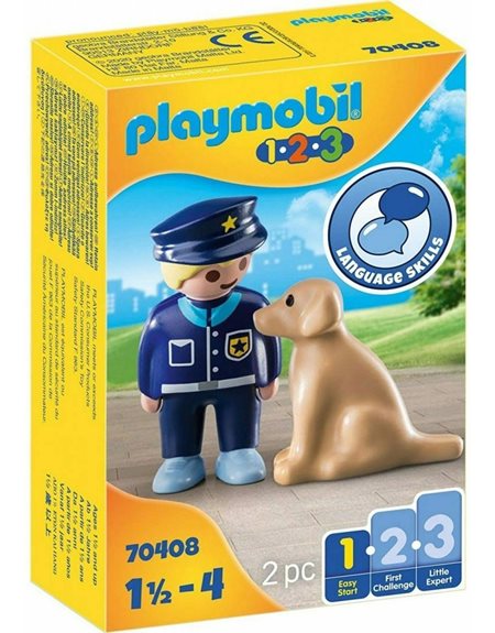 Playmobil 1.2.3 Αστυνομικός Με Εκπαιδευμένο Σκύλο - 70408