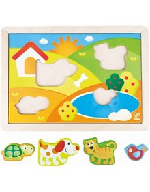 Ξυλινο Παζλ 3 Σε 1 Hape Pepe & Friends Sunny Valley - E1601A Hape Παιδικά Puzzle