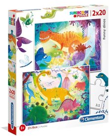 Παζλ 2X20pcs Funny Dinos - Super Color | Clementoni - 1200-24755 Clementoni Παιδικά Puzzle