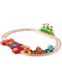 Hape Railway Ξυλινο Σετ Σιδηροδρομος Music & Monkeys - E3825 Hape Τρένα