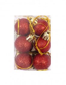 Χριστουγεννιάτικες Μπάλες (2.5cm) | Σετ 12 Τεμ. - Κόκκινο Glitter - 53168-1 V. Christakopoulos Χριστουγεννιάτικες Μπάλες