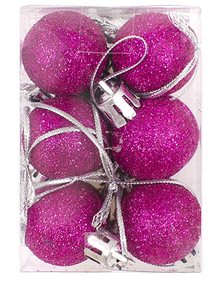 Χριστουγεννιάτικες Μπάλες (2.5cm) | Σετ 12 Τεμ. - Φούξια Glitter - 53168-5 V. Christakopoulos Χριστουγεννιάτικες Μπάλες
