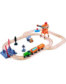 Ξυλινος Σιδηροδρομος Σετ Hape Railway Crossing & Crane - E3732A Hape Τρένα