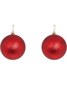 Χριστουγεννιάτικες Μπάλες (10cm) | Σετ 2 Τεμ. - Κόκκινο Glitter - 53136-1 V. Christakopoulos Χριστουγεννιάτικες Μπάλες