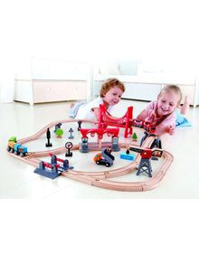 Ξυλινο Σετ Hape Railway Busy City Rail - E3730A Hape Τρένα