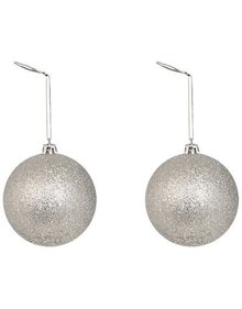 Χριστουγεννιάτικες Μπάλες (10cm) | Σετ 2 Τεμ. - Ασημί Glitter - 53136-3 V. Christakopoulos Χριστουγεννιάτικες Μπάλες
