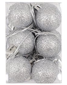Χριστουγεννιάτικες Μπάλες (2.5cm) | Σετ 12 Τεμ. - Ασημί Glitter - 53168-3 V. Christakopoulos Χριστουγεννιάτικες Μπάλες