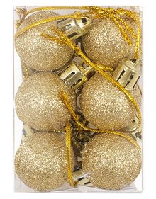 Χριστουγεννιάτικες Μπάλες (2.5cm) | Σετ 12 Τεμ. - Χρυσό Glitter - 53168-2 V. Christakopoulos Χριστουγεννιάτικες Μπάλες