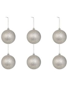 Χριστουγεννιάτικες Μπάλες (4cm) | Σετ 6 Τεμ. - Ασημί Glitter - 53182-3 V. Christakopoulos Χριστουγεννιάτικες Μπάλες
