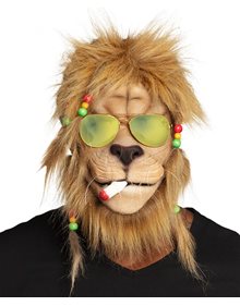Αποκριάτικη Μάσκα Λάτεξ Λιοντάρι Ράστα Με Μαλλιά & Γυαλιά - 300137 Clown Republic Μάσκες