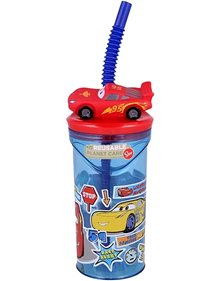 Ποτήρι Με Καλαμάκι 3D Cars Stickers 360ml - 530-51566 Stor Τσάντες και Δοχεία Φαγητού
