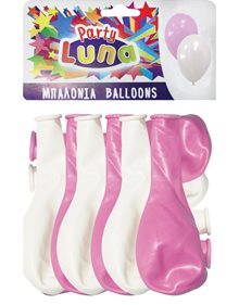 Μπαλόνια Party Luna Σε Λευκό/Ροζ 24Τμχ - 000088931 Luna Μπαλόνια