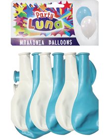 Μπαλόνια Party Luna Λευκό/Μπλε 24Τμχ - 000088932 Luna Μπαλόνια