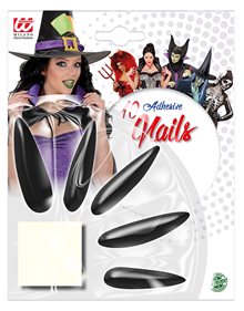 Αποκριάτικα Μακριά Αυτοκόλλητα Νύχια Μάγισσας Μαύρα (10Τμχ) - 3060W Widmann Κοσμήματα | Αξεσουάρ