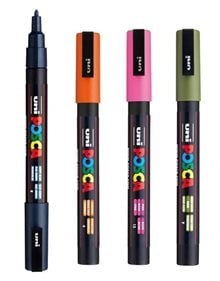 Uni Μαρκαδόροι Posca Σετ Των 4Τμχ - PC-3M/4P Uni Μαρκαδόροι