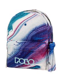 Polo Σακίδιο Πλάτης Original Double Scarf White/Purple Shapes - 9012028343 Polo Τσάντες Γυμνασίου | Λυκείου