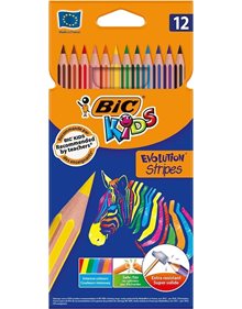 Ξυλομπογιές Bic Evolution Stripes Σετ 12Τμχ - 9505222 Bic Ξυλομπογιές
