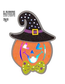 Αποκριάτικο Διακοσμητικό Τοίχου Κολοκύθα με 8 LED Φωτάκια 26x19cm - 86856 Widmann Διακόσμηση