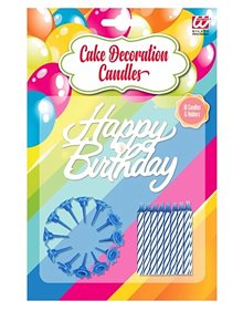 Σετ Με 8 Κεράκια Με Στηρίγματα Μπλε Άσπρο - 08101 Widmann Διακόσμηση