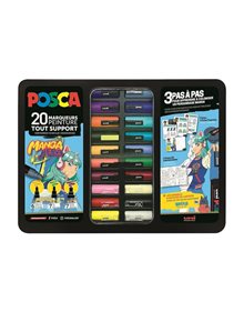 Uni Posca Μεταλλική Κασετίνα Manga Hero Με 20 Μαρκαδόρους - PC METAL MANGA HERO Uni Μαρκαδόροι
