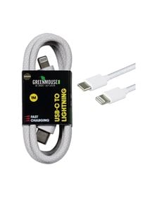 Καλώδιο Φόρτισης & Μεταφοράς Δεδομένων USB-C Lightning Braided 1m Λευκό - 46956807 Green Mouse Καλώδια & Φορτιστές
