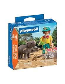 Playmobil Duo Pack Φροντιστής Ζώων & Ρινόκερος - 72025 Playmobil Playmobil