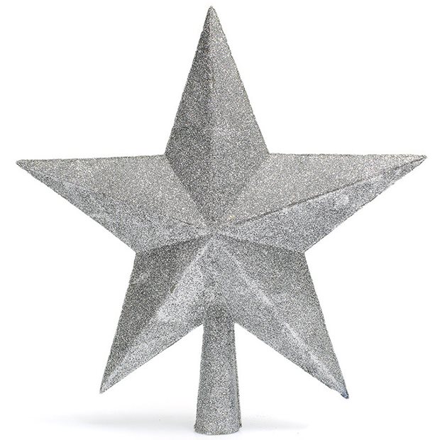 Χριστουγεννιάτικη Κορυφή Αστέρι Με Glitter 25εκ Ασημί - 5809