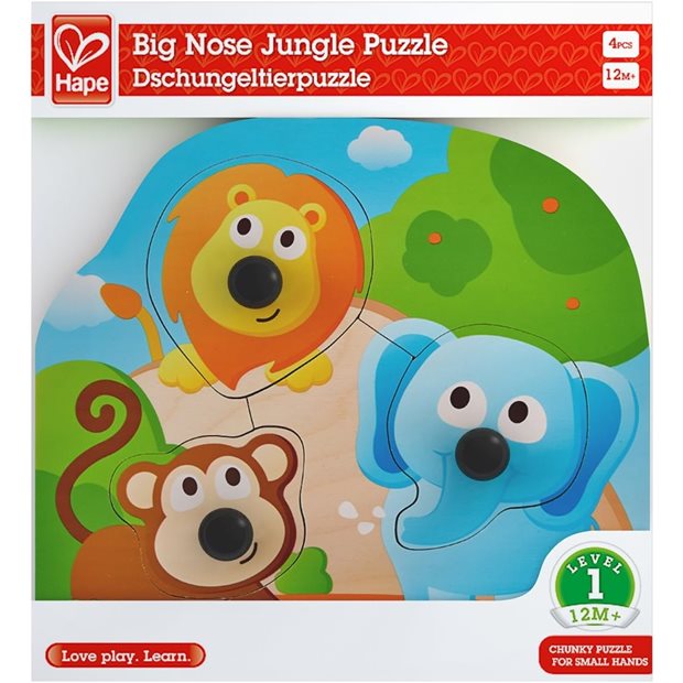 Ξυλινο Παζλ Hape Happy Puzzles Big Nose Jungle - E1310