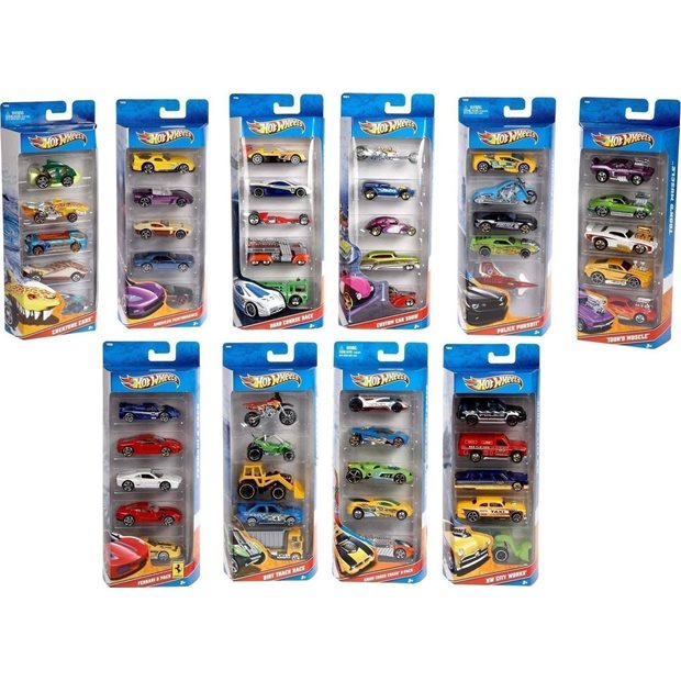 Hot Wheels Σετ 5 Αυτοκινητακια-10 Σχεδια - 1806