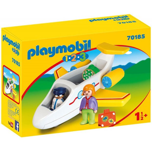 Playmobil 1.2.3 Αεροπλάνο Με Επιβάτη - 70185