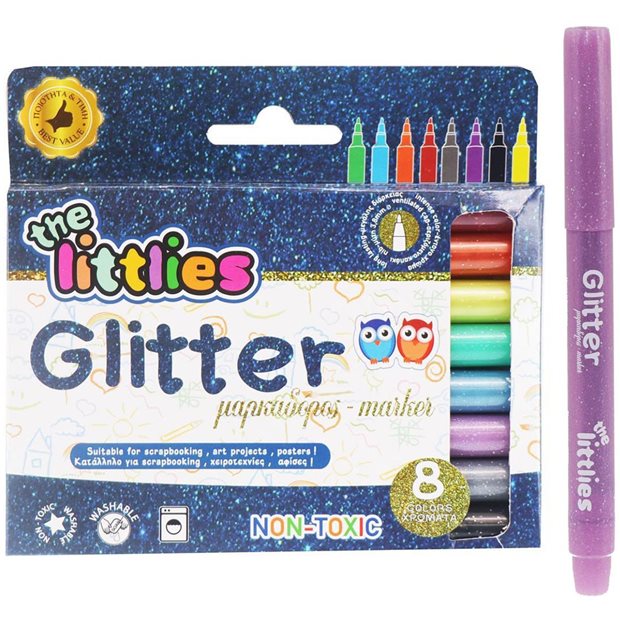Μαρκαδοροι Glitter Ζωγραφικης The Littlies 8Τμχ - 000646529