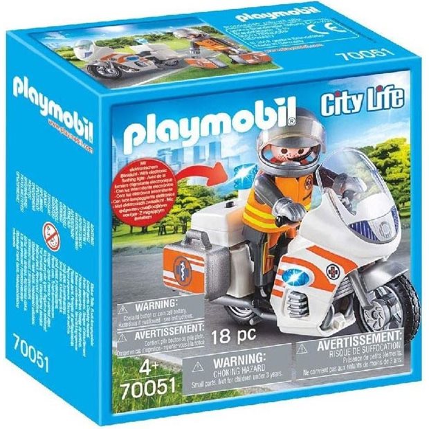 Playmobil City Life Διασώστης Με Μοτοσικλέτα - 70051
