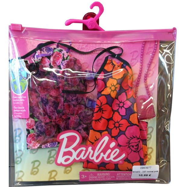 Barbie Μόδες 2 Σετ Flowery Dress & Αξεσουάρ - HJT35