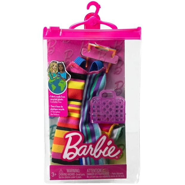Barbie Βραδινά Σύνολα Φόρεμα Ριγέ Πολύχρωμο & Αξεσουάρ - HJT22