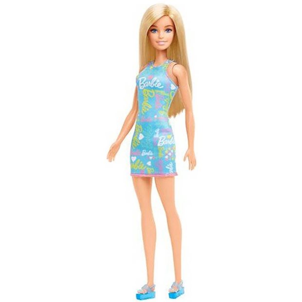 Κούκλα Barbie Λουλουδάτα Φορέματα Ξανθιά Με Γαλάζιο Φόρεμα - HGM59