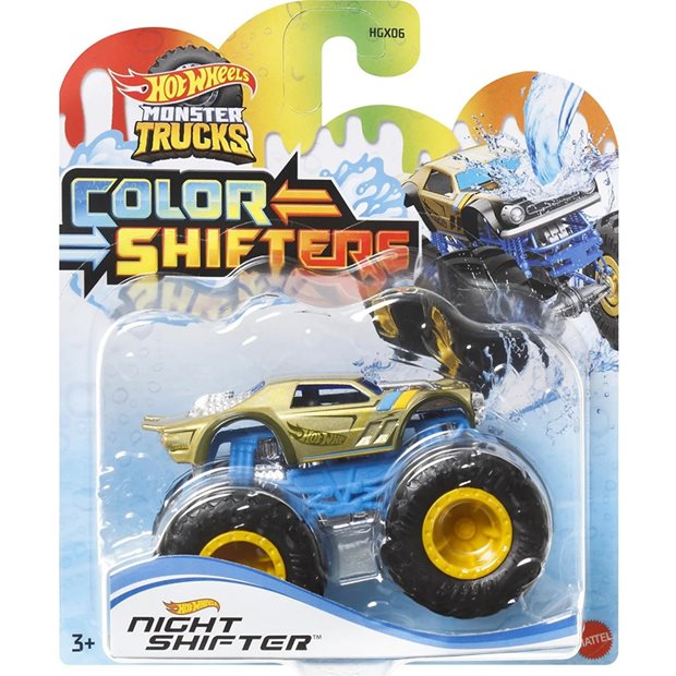 Hot Wheels Οχημα Monster Trucks Color Shifters Night Shifter - HNW06