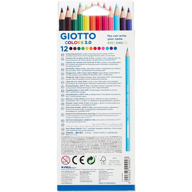 Ξυλομπογιες Ακουαρελας Giotto Colors 3.0 12Τμχ - 000277100
