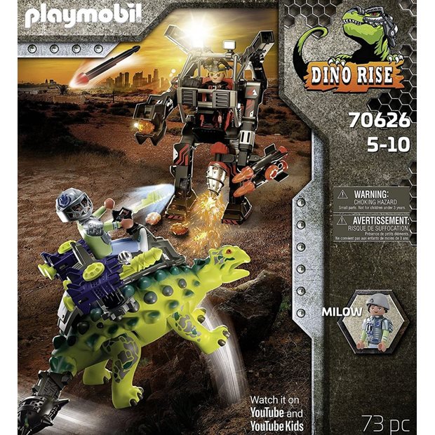 Playmobil Dino Rise Αγκυλόσαυρος Με Μαχητή Εναντίον Ρομπότ - 70626