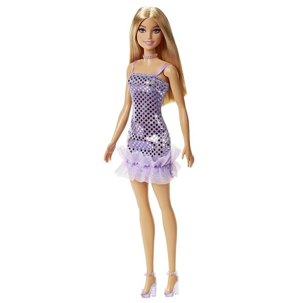 Κουκλα Barbie Μινι Φορεματα - Ξανθια Με Μωβ Φορεμα - HJR93