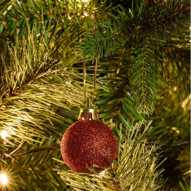 Χριστουγεννιάτικες Μπάλες Σετ 12Τμχ Με Glitter 2,5εκ Κόκκινες - 53168-1