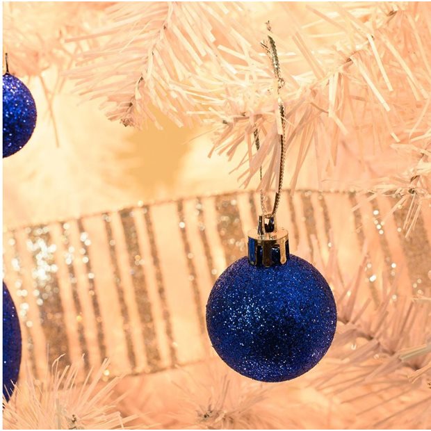 Χριστουγεννιάτικες Μπάλες Σετ 12Τμχ Με Glitter 2,5εκ Μπλε - 53168-6