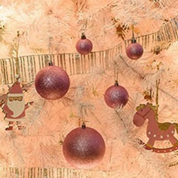 Χριστουγεννιάτικες Μπάλες Σετ 6Τμχ Με Γκλιτερ 4εκ Φούξια - 53182-5