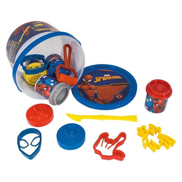 Πλαστελίνα Κουβαδάκι με 4 Βαζάκια και 8 Εργαλεία Spiderman - 1045-03603