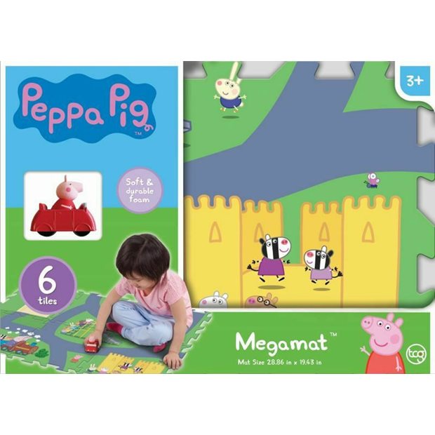 Megamat Αφρώδες Χαλάκι 70x50εκ Παζλ 6pcs Με Αυτοκινητάκι Peppa Pig - PP021000