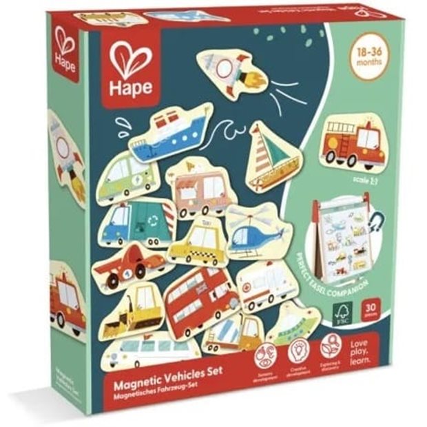 Hape Early Explorer Ξύλινο Magnetic Vehicles Set - E2008A