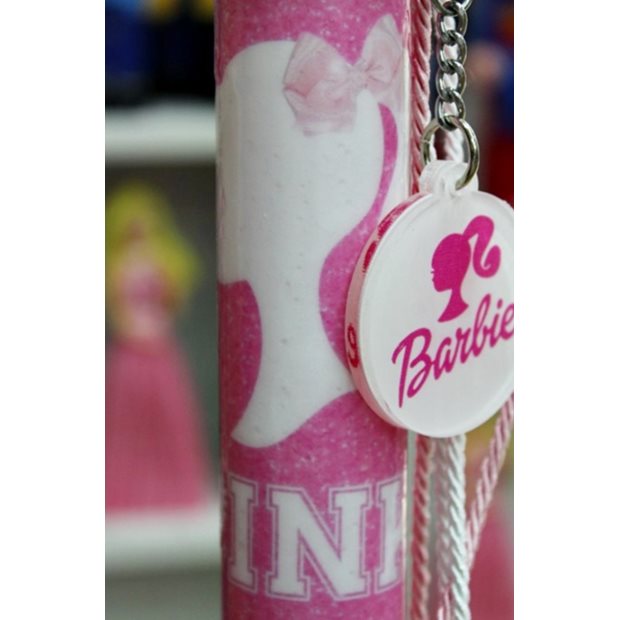 Χειροποίητη Πασχαλινή Λαμπάδα Plexiglass Μπρελόκ Barbie - 003371