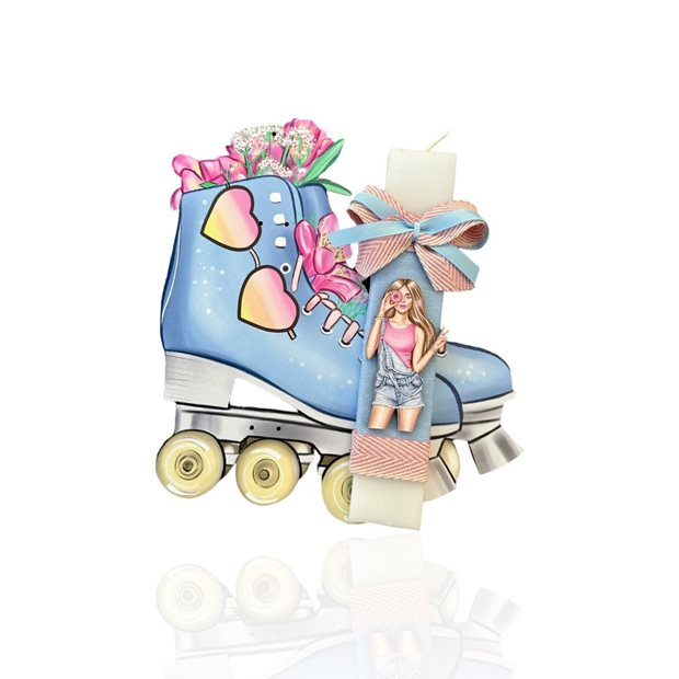 Χειροποίητη Παιδική Λαμπάδα Roller Girl - LT2024030