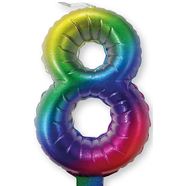 Κερί Γενεθλίων Rainbow Foil #8 1Τμχ - 092683